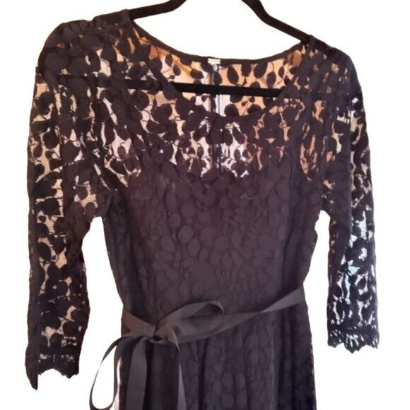 Free People Dress Black Lace Boho 'Queens Love' Mini Ribbon Waist - Picture 10 of 10